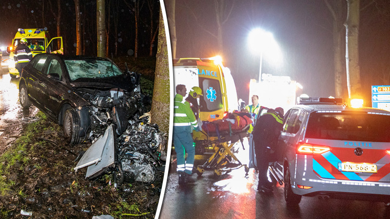 Automobilist gewond bij frontale botsing op boom in recreatiegebied Spaarnwoude. Automobilist gewond bij frontale botsing op boom in recreatiegebied Spaarnwoude.