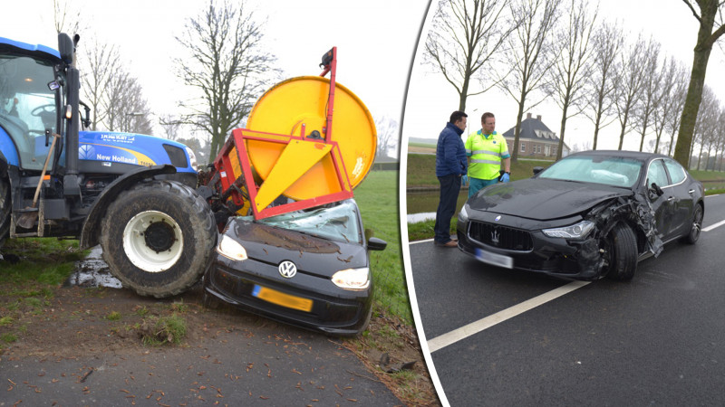 Auto geplet onder wals bij ongeluk met tractor in Hoofddorp. Auto geplet onder wals bij ongeluk met tractor in Hoofddorp.