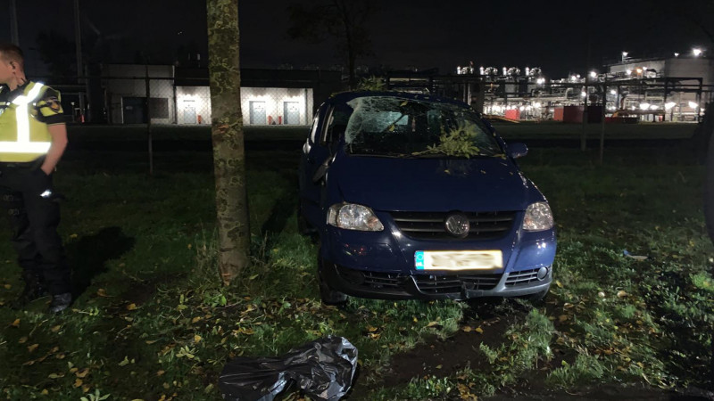Bijrijder gewond bij botsing tegen boom in Alkmaar. Bijrijder gewond bij botsing tegen boom in Alkmaar.