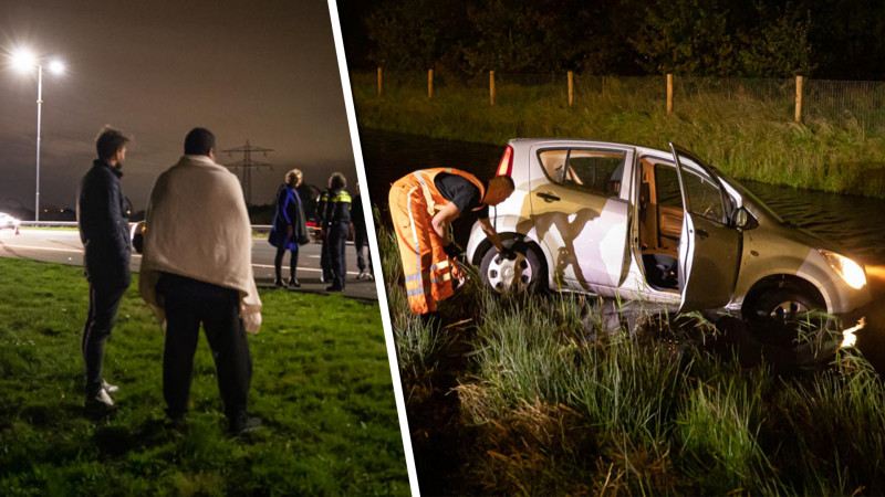 Auto belandt in de sloot na botsing in Maartensdijk. Auto belandt in de sloot na botsing in Maartensdijk.