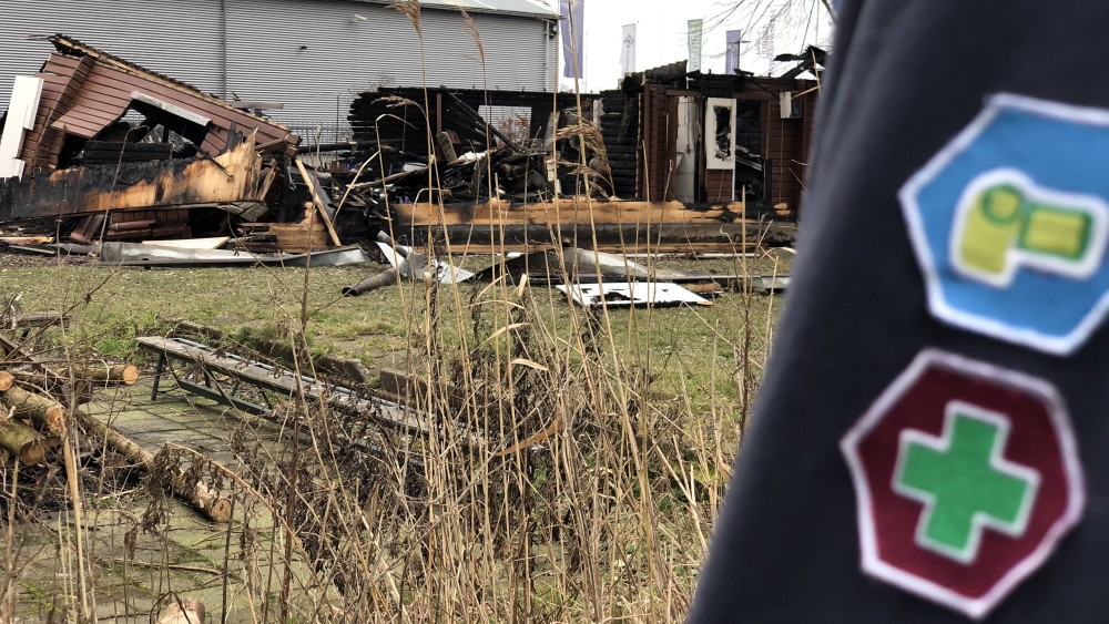 Afgebrand scoutinggebouw Naarden