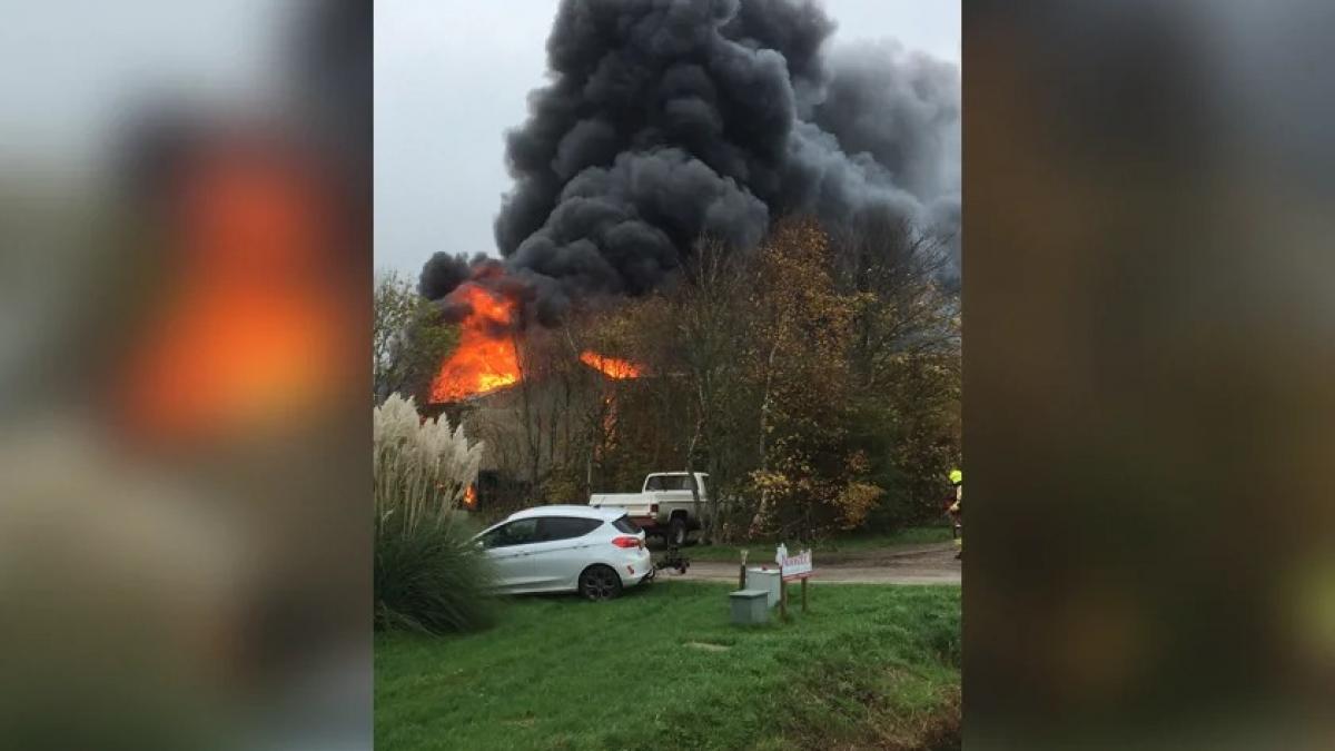 Veel rook en vuur bij brand in loods van bloembollenbedrijf in Oosterend