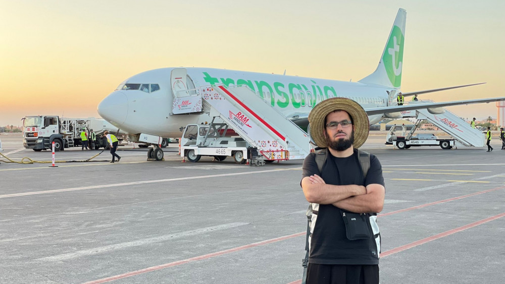 Soufian wanneer hij aankwam op het vliegveld in Marrakesh 