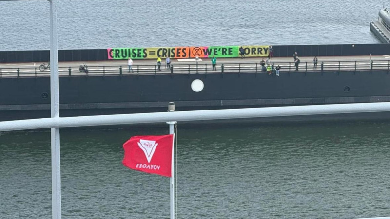 Beeld vanaf het cruiseschip