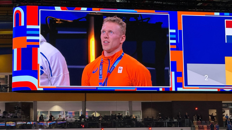 Menno Vloon tijdens de medailleceremonie