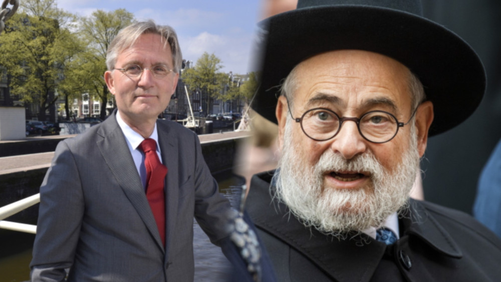 Burgemeester Gerhard van den Top en opperrabbijn Binyomin Jacobs