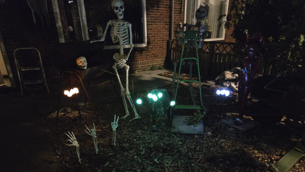 Patricia's Halloween in IJmuiden: Skeletten en zombies in de Bonifaciusstraat