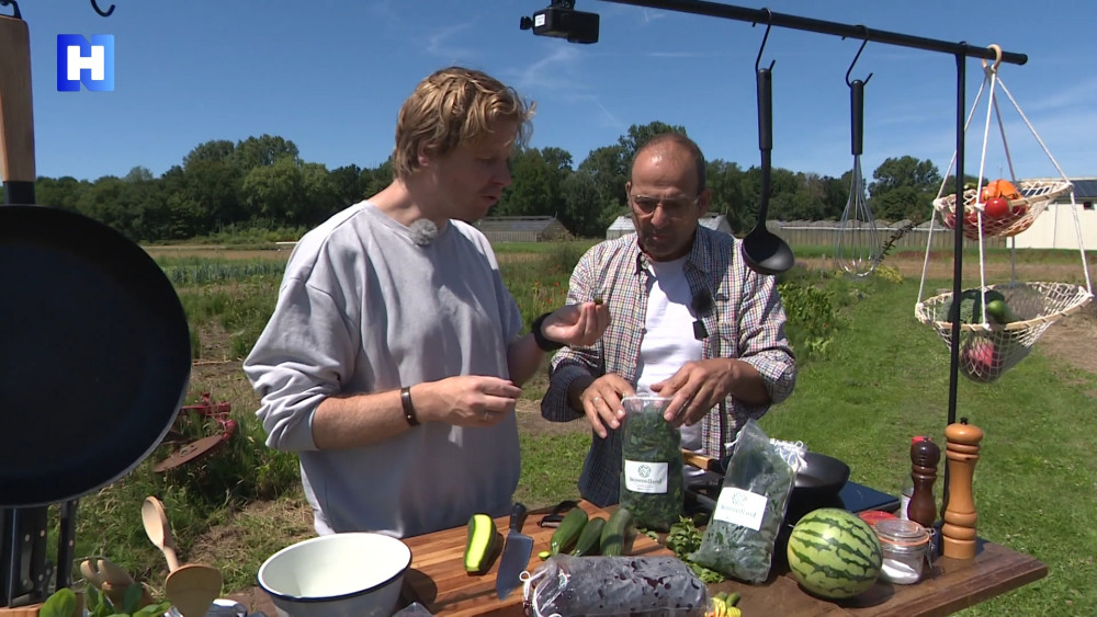 Koken met Kok kookt met courgettes van het land en zeewier