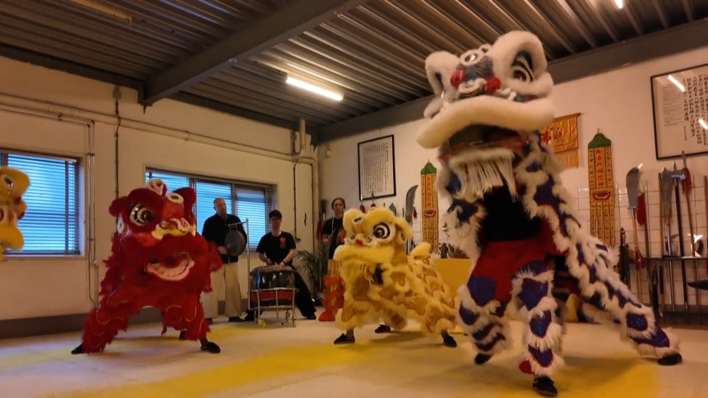 Chinese New Year celebrated with lion dance in Haarlem