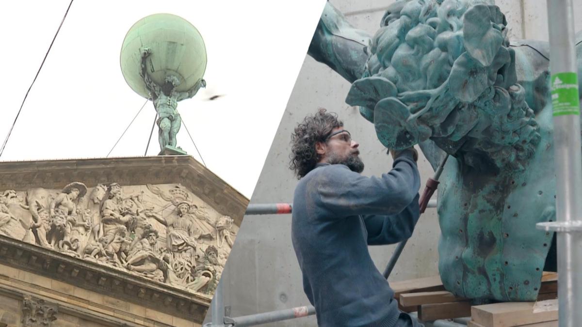 Atlas stond altijd op het Paleis op de Dam, maar staat nu bij een Antwerpse restaurateur