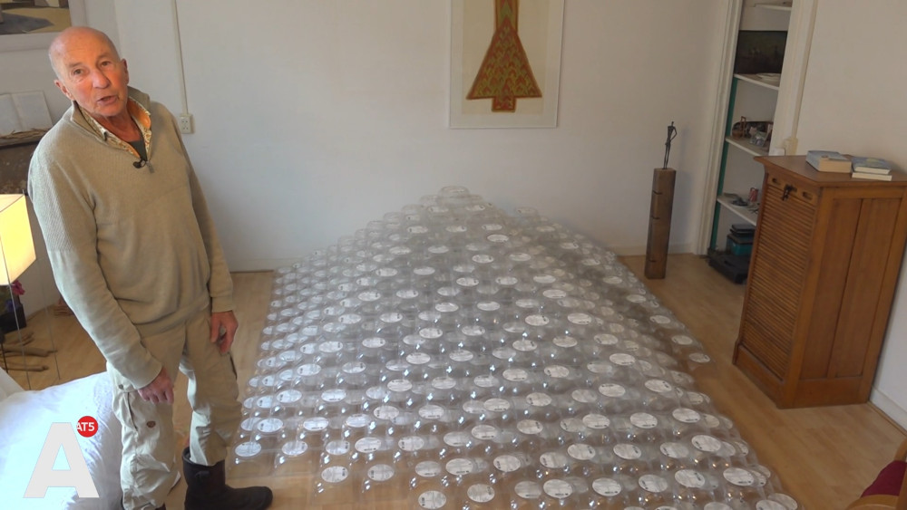 Theo has been eating blue cheese and pear salads for five years for an artwork in his living room