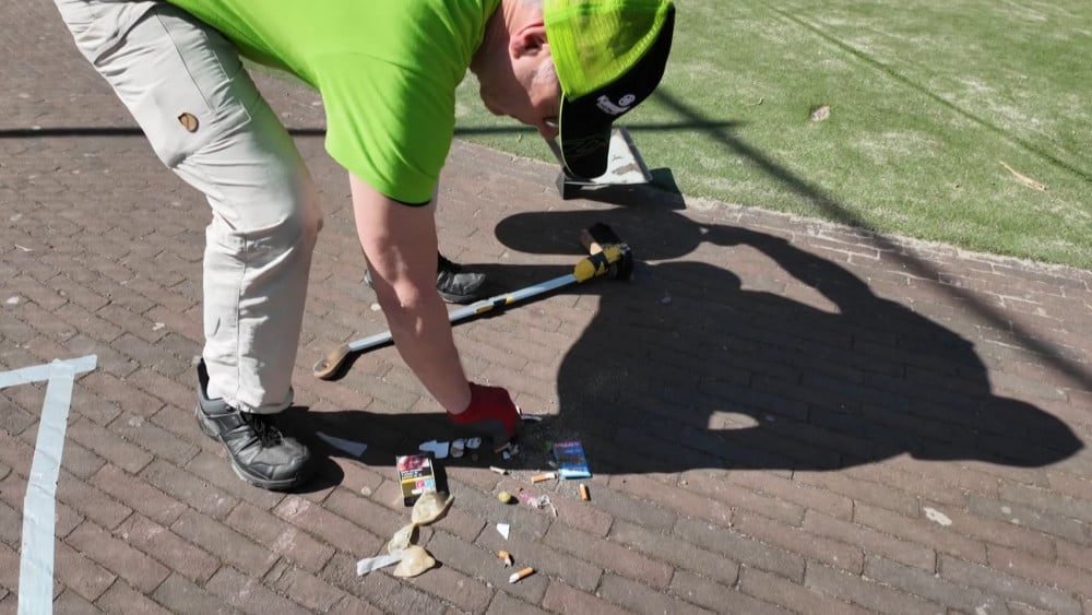 Cigarette butt picker Erik keeps the streets of Haarlem clean