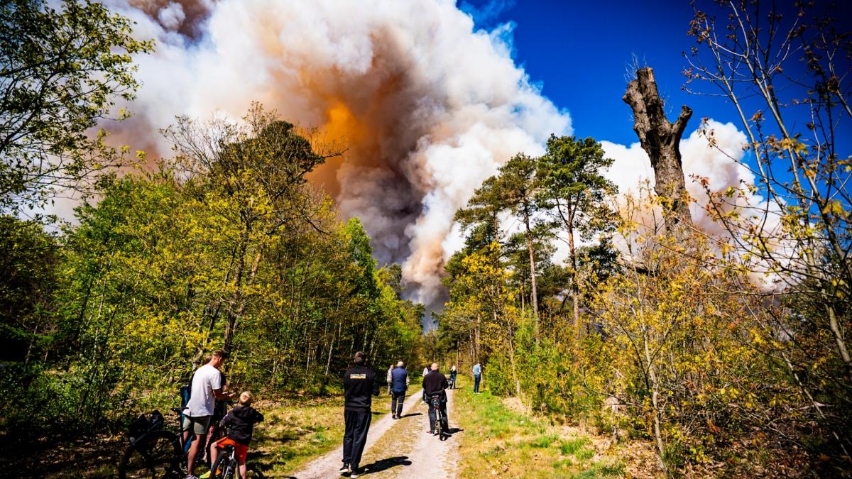 NL-Alert afgegeven in het Gooi voor rook van grote natuurbrand op Veluwe