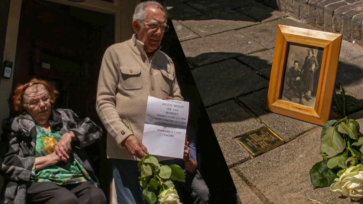 Kinderen Joods-Surinaamse verzetsstrijder Julius Wolff onthullen struikelsteen in Amsterdam