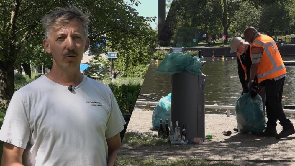 Veel troep en glas na drukke dag Marineterrein: 