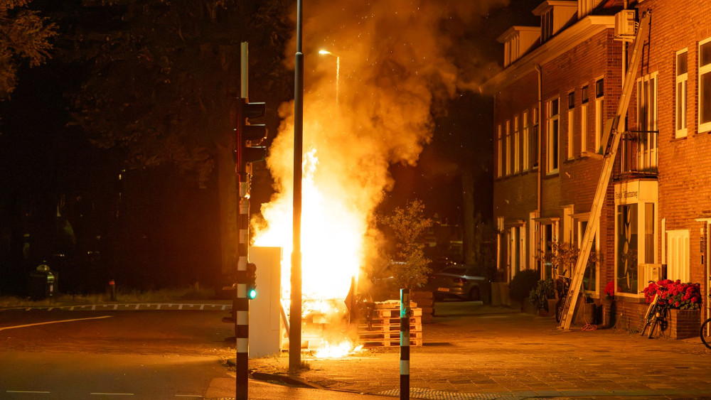 Towering flames from construction waste container fire in Haarlem