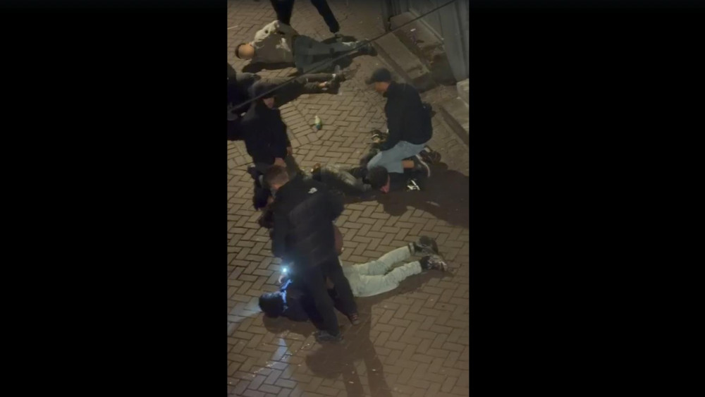 Six nuisance-causing youths arrested by large group of police officers in city center