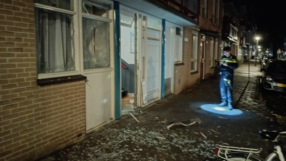 Door blown out of facade in Indische Buurt explosion